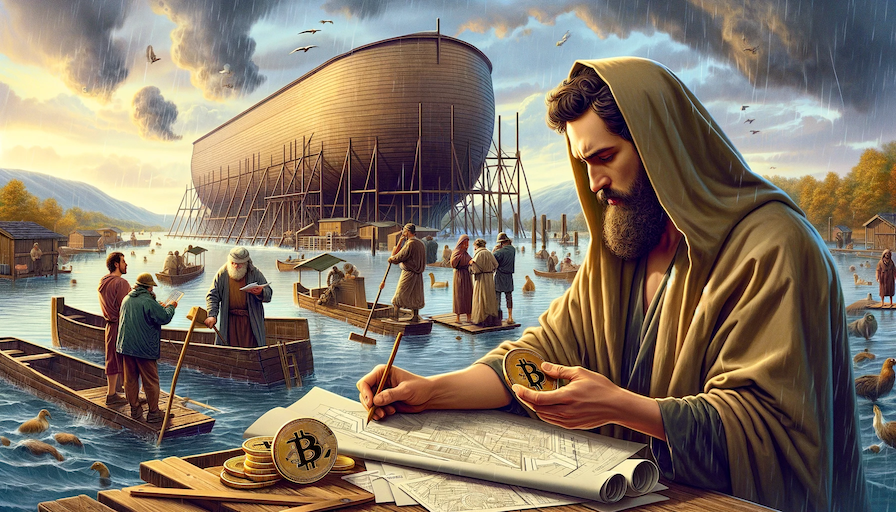 Noah designing the ark to onboard Bitcoin users